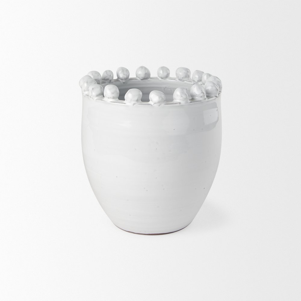 Basin Small Off-White Glazed Vase