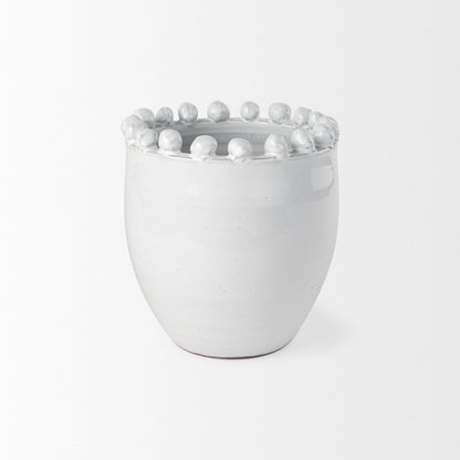 Basin Small Off-White Glazed Vase
