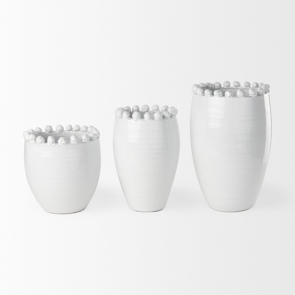 Basin Medium Off-White Glazed Vase