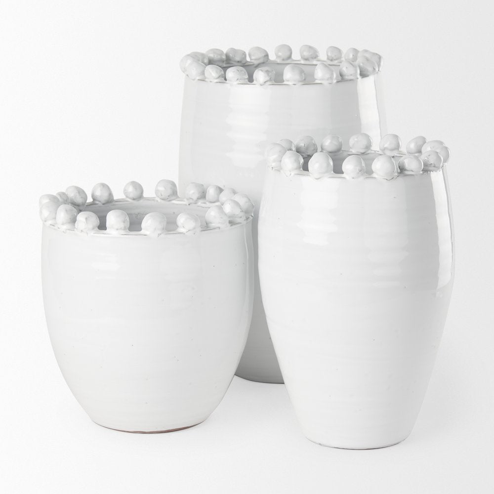 Basin Medium Off-White Glazed Vase
