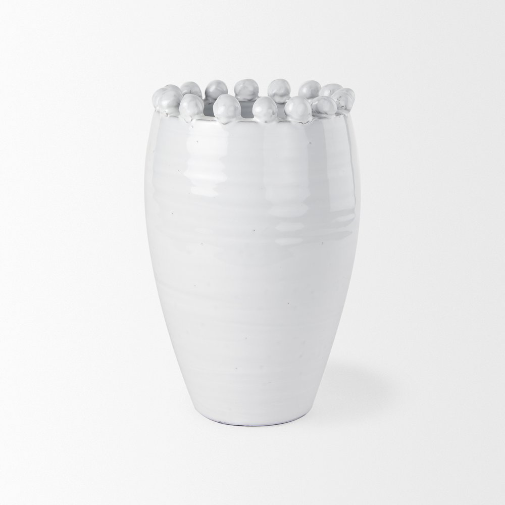 Basin Medium Off-White Glazed Vase