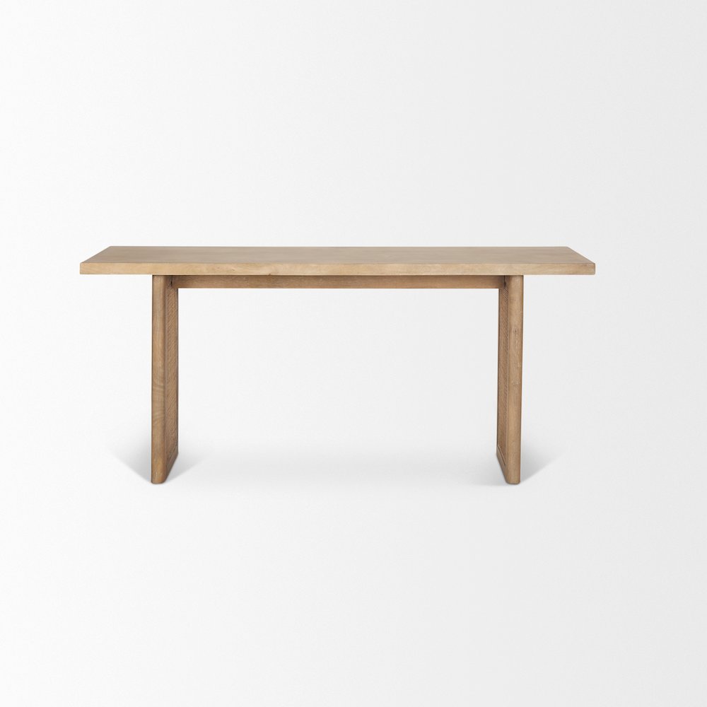 Light Brown Solid Wood Cane Accent Console Table