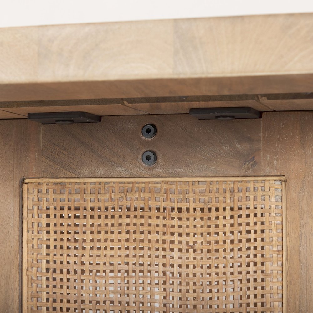 Light Brown Solid Wood Cane Accent Console Table
