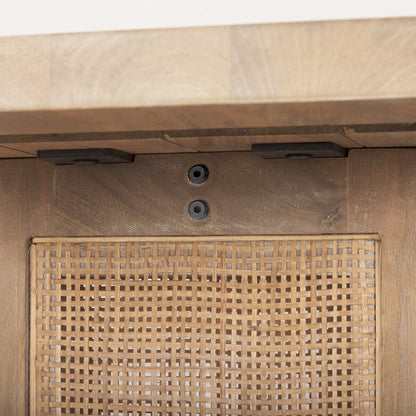 Light Brown Solid Wood Cane Accent Console Table