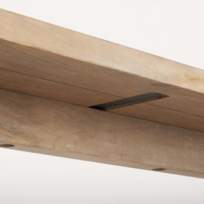 Light Brown Solid Wood Cane Accent Console Table