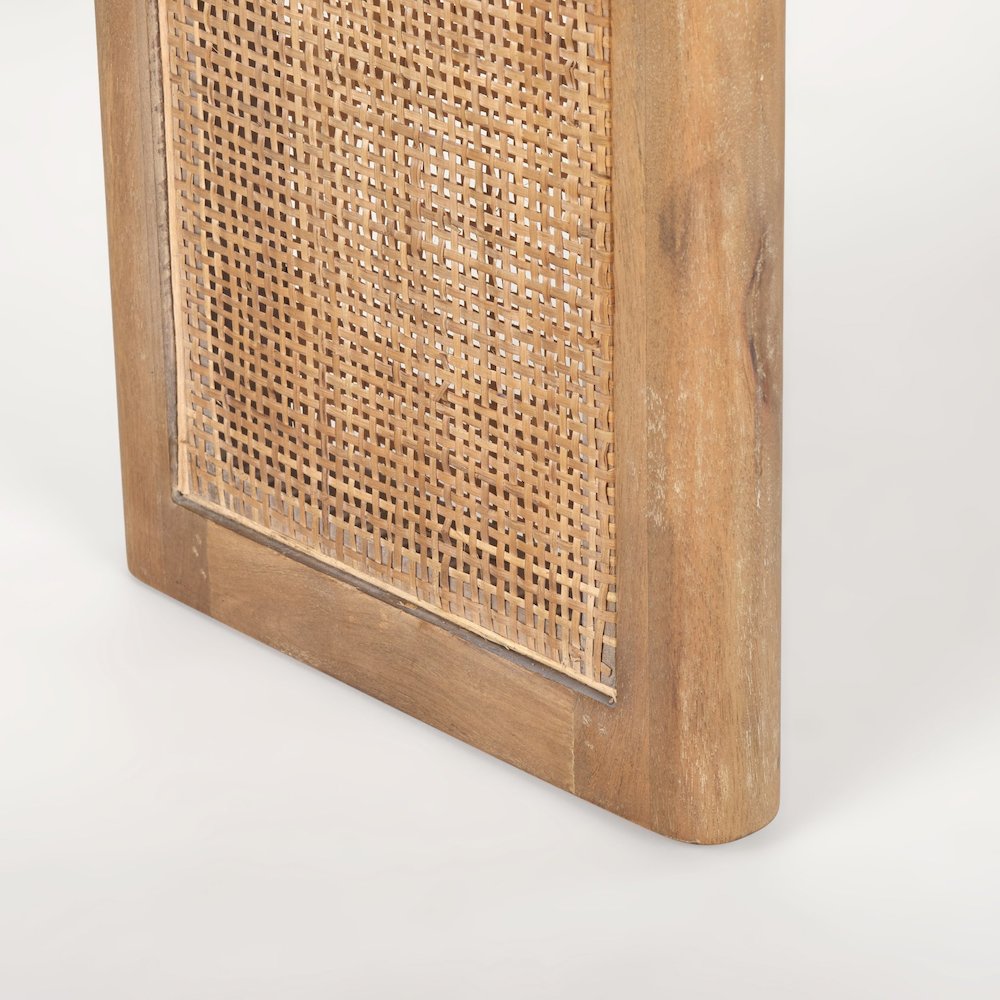 Light Brown Solid Wood Cane Accent Console Table