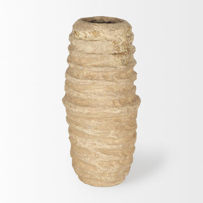 KamlSmall Beige Paper Mache Vase