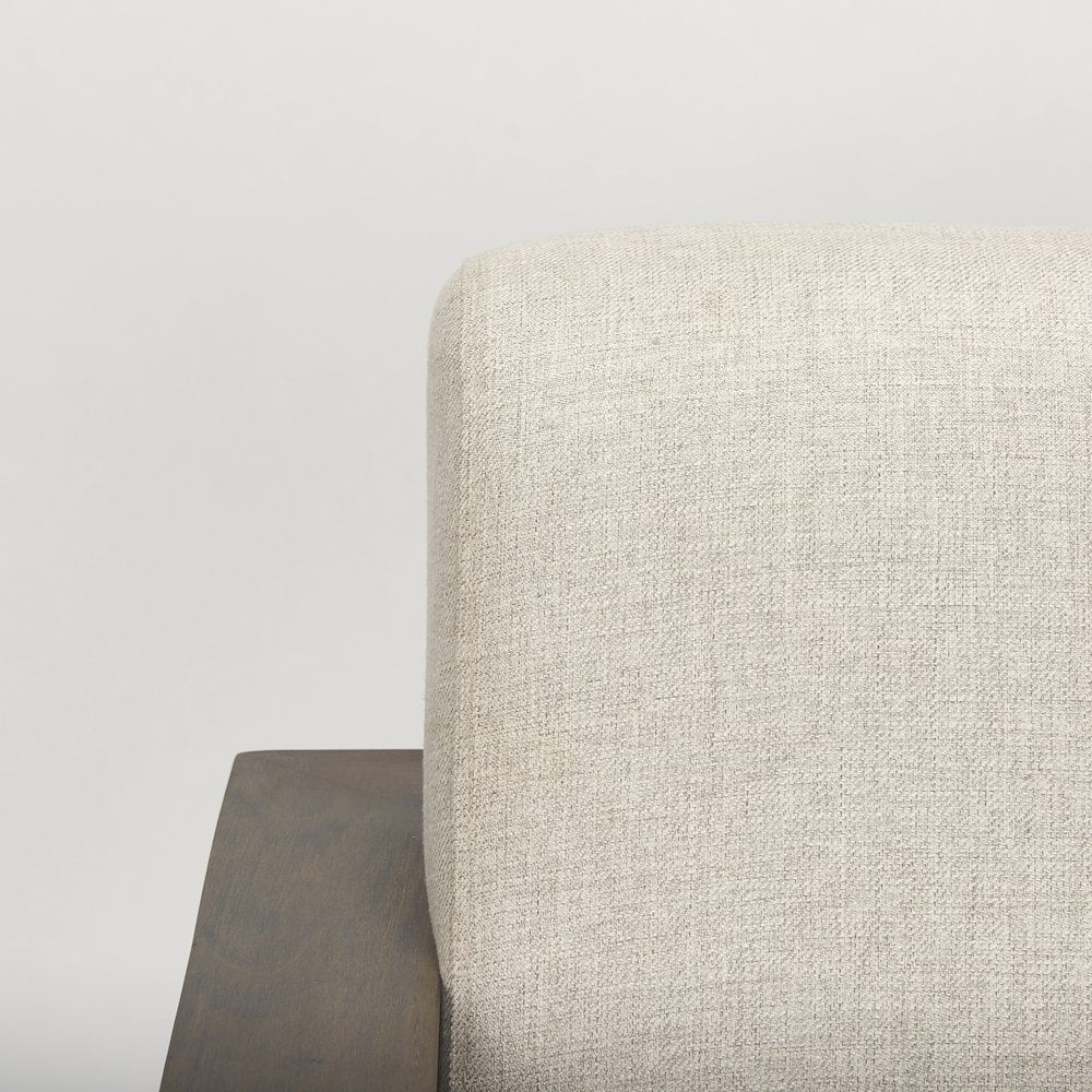 Oatmeal Fabric Upholstered Solid Wood Frame Accent Chair