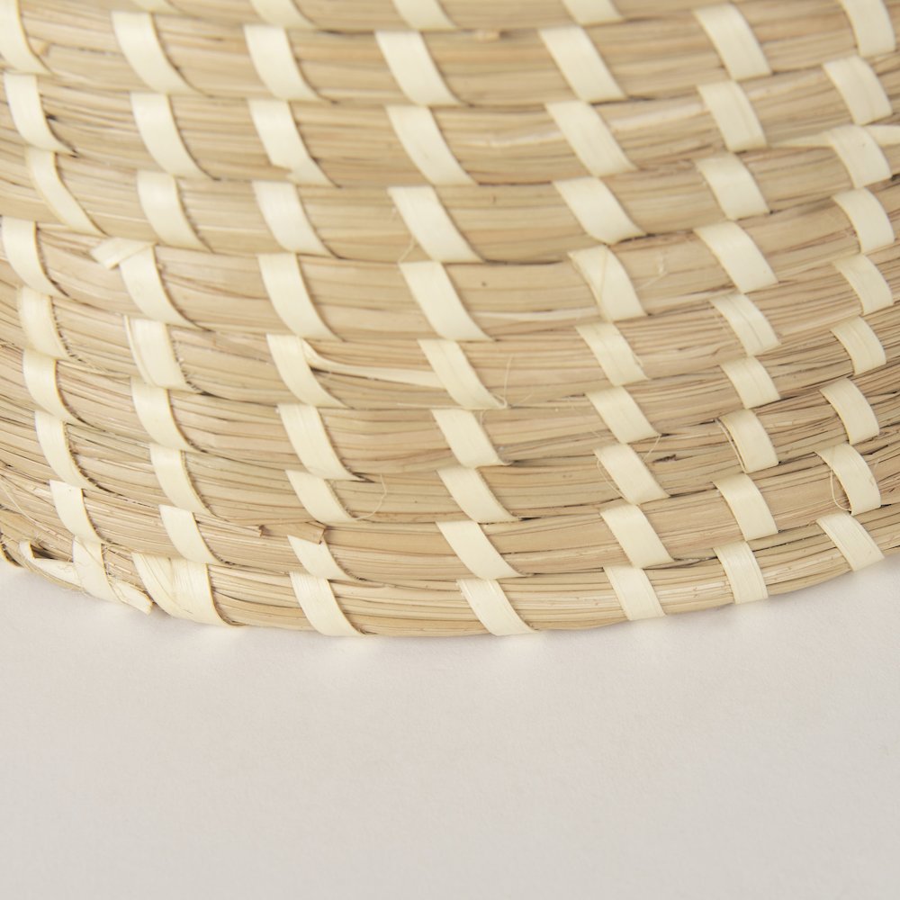Set Of 3 Nesting Seagrass & Palm Leaf Boxes With Lids