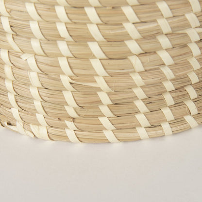 Set Of 3 Nesting Seagrass & Palm Leaf Boxes With Lids