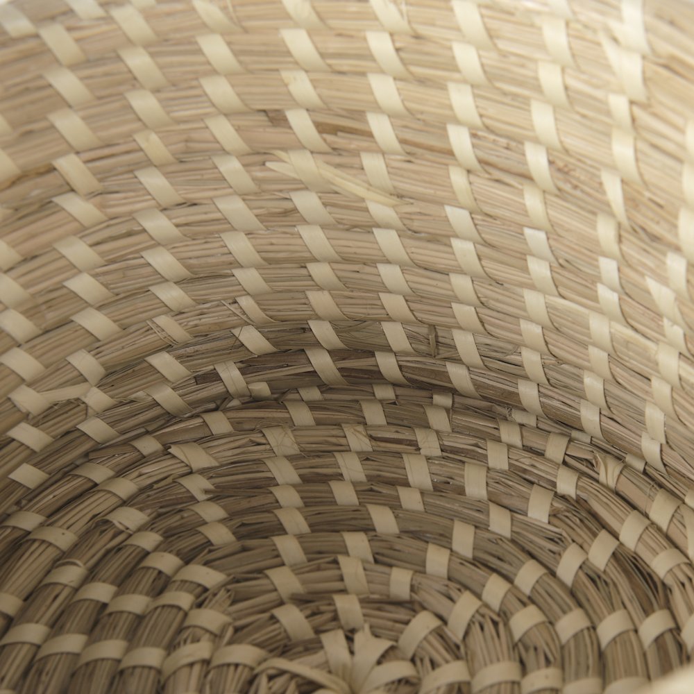 Set Of 3 Nesting Seagrass & Palm Leaf Boxes With Lids