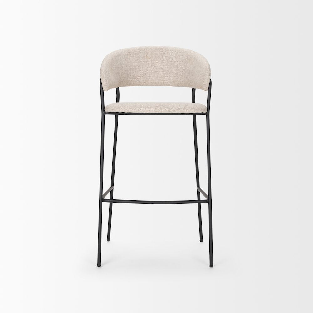 Bar Stool Oatmeal Fabric & Matte Black Metal