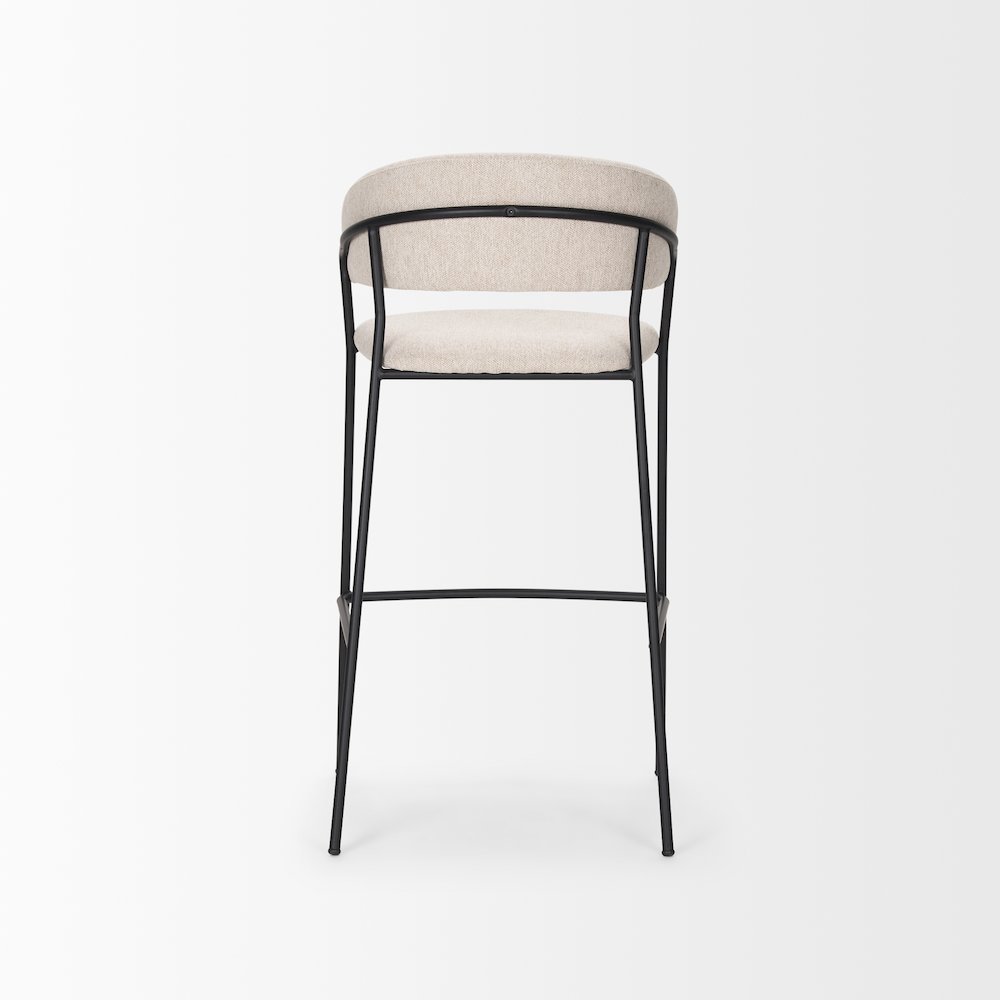 Bar Stool Oatmeal Fabric & Matte Black Metal