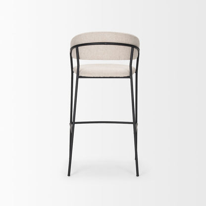 Bar Stool Oatmeal Fabric & Matte Black Metal