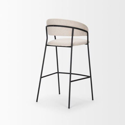 Bar Stool Oatmeal Fabric & Matte Black Metal