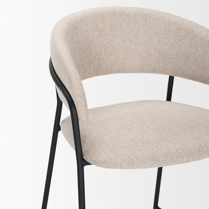 Bar Stool Oatmeal Fabric & Matte Black Metal