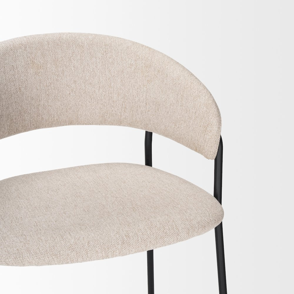 Bar Stool Oatmeal Fabric & Matte Black Metal