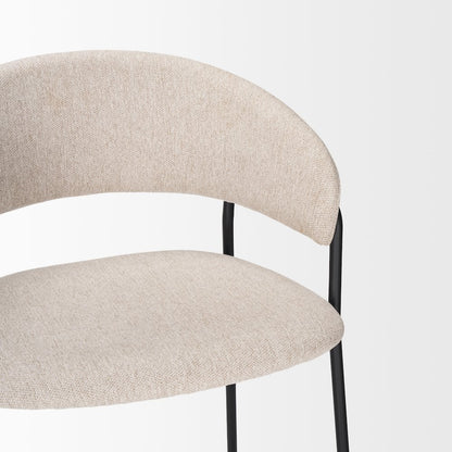 Bar Stool Oatmeal Fabric & Matte Black Metal