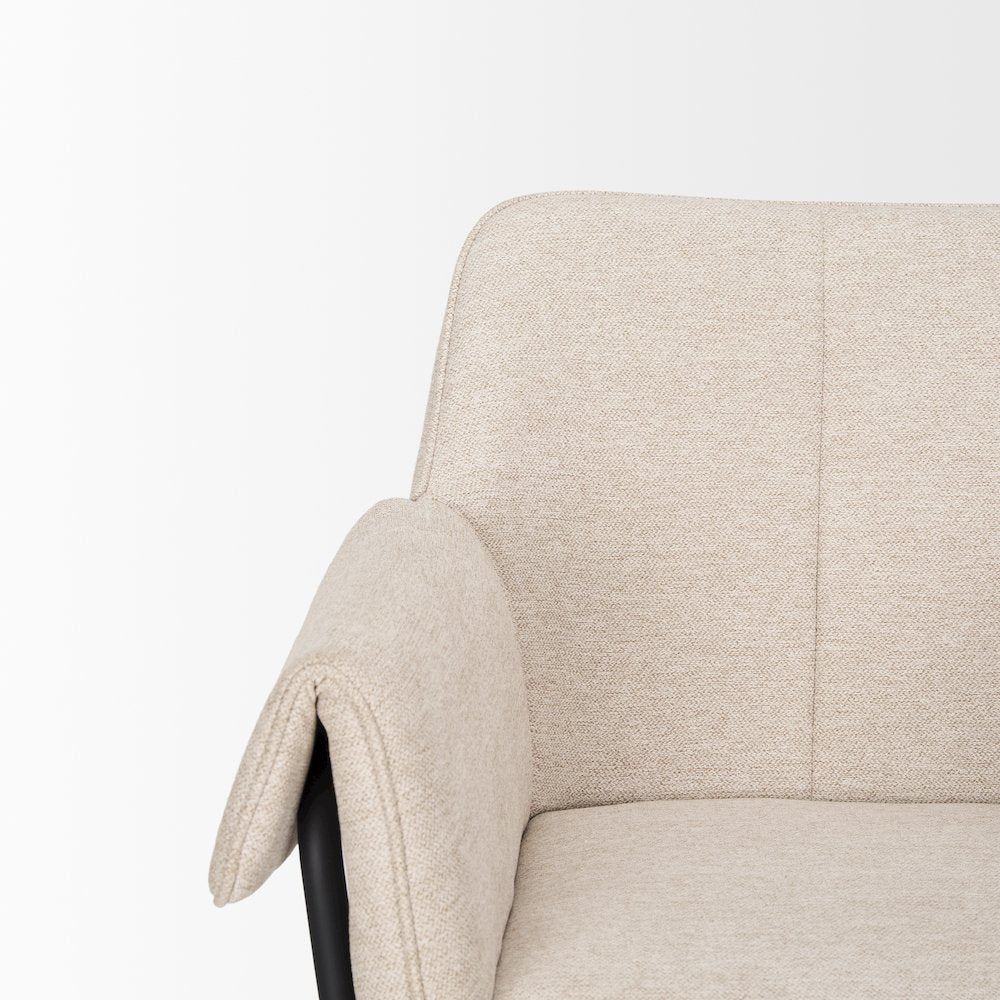 Dining Chair Oatmeal Fabric & Matte Black Metal Legs