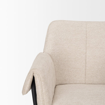 Dining Chair Oatmeal Fabric & Matte Black Metal Legs