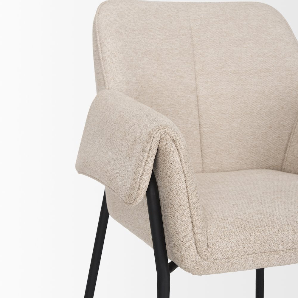 Dining Chair Oatmeal Fabric & Matte Black Metal Legs