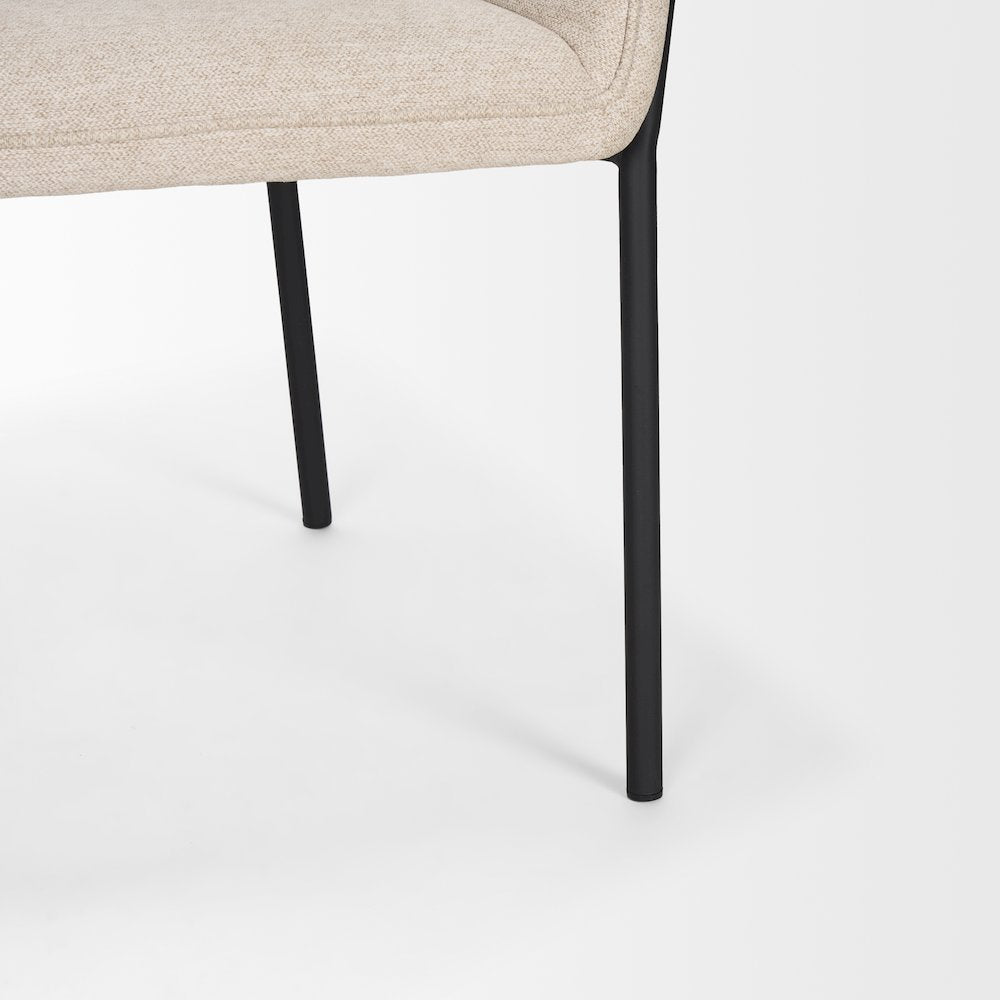 Dining Chair Oatmeal Fabric & Matte Black Metal Legs