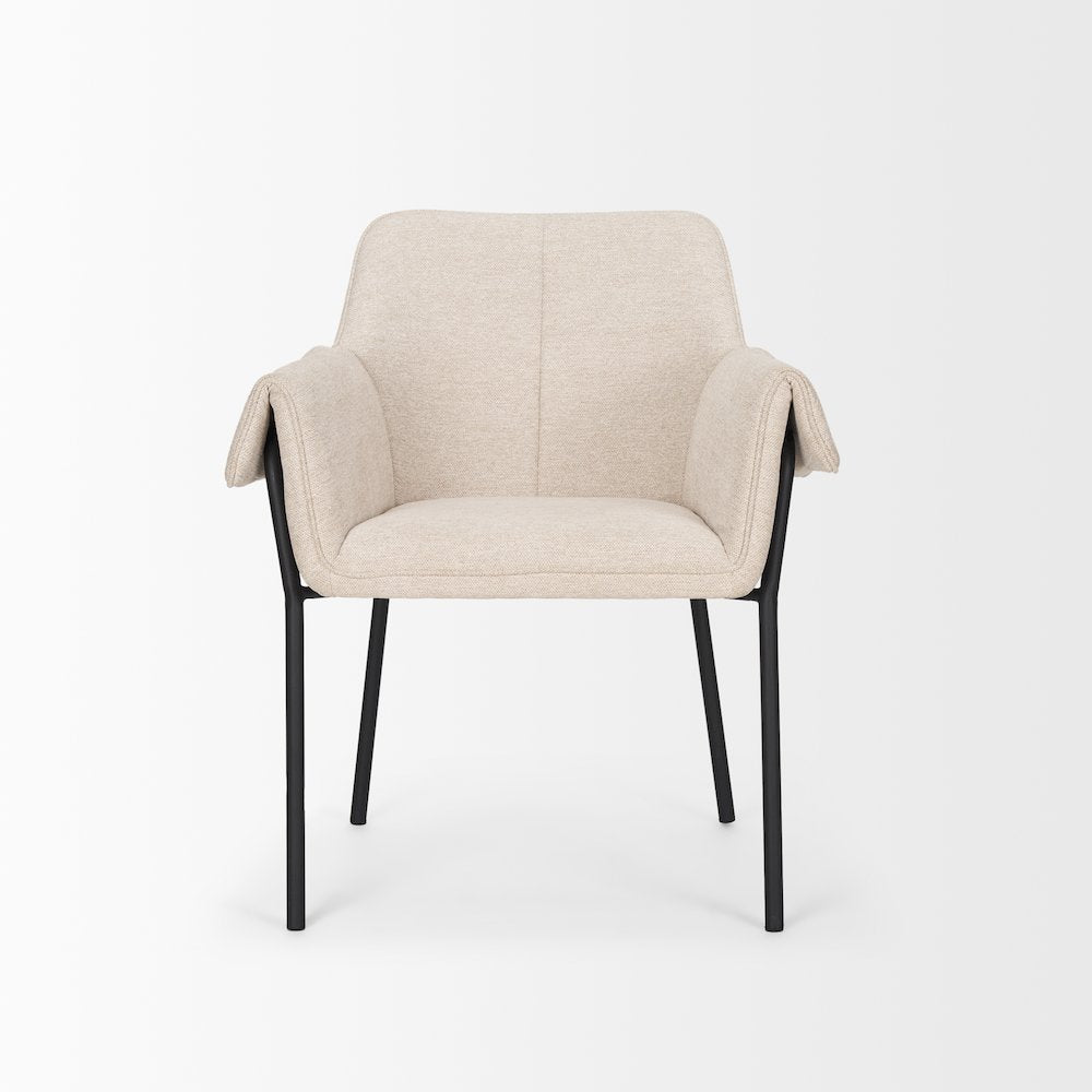 Dining Chair Oatmeal Fabric & Matte Black Metal Legs