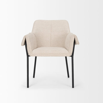 Dining Chair Oatmeal Fabric & Matte Black Metal Legs