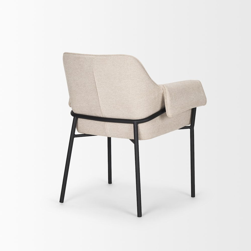 Dining Chair Oatmeal Fabric & Matte Black Metal Legs