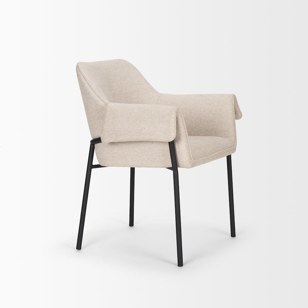 Dining Chair Oatmeal Fabric & Matte Black Metal Legs