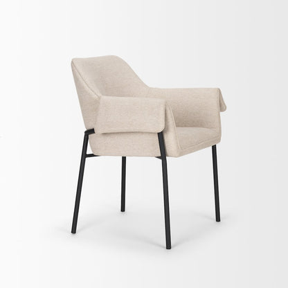 Dining Chair Oatmeal Fabric & Matte Black Metal Legs