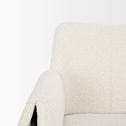 Accent Chair Cream Boucle Fabric & Matte Black Metal Legs