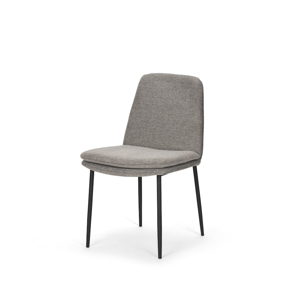 Dining Chair Gray Fabric & Matte Black Metal