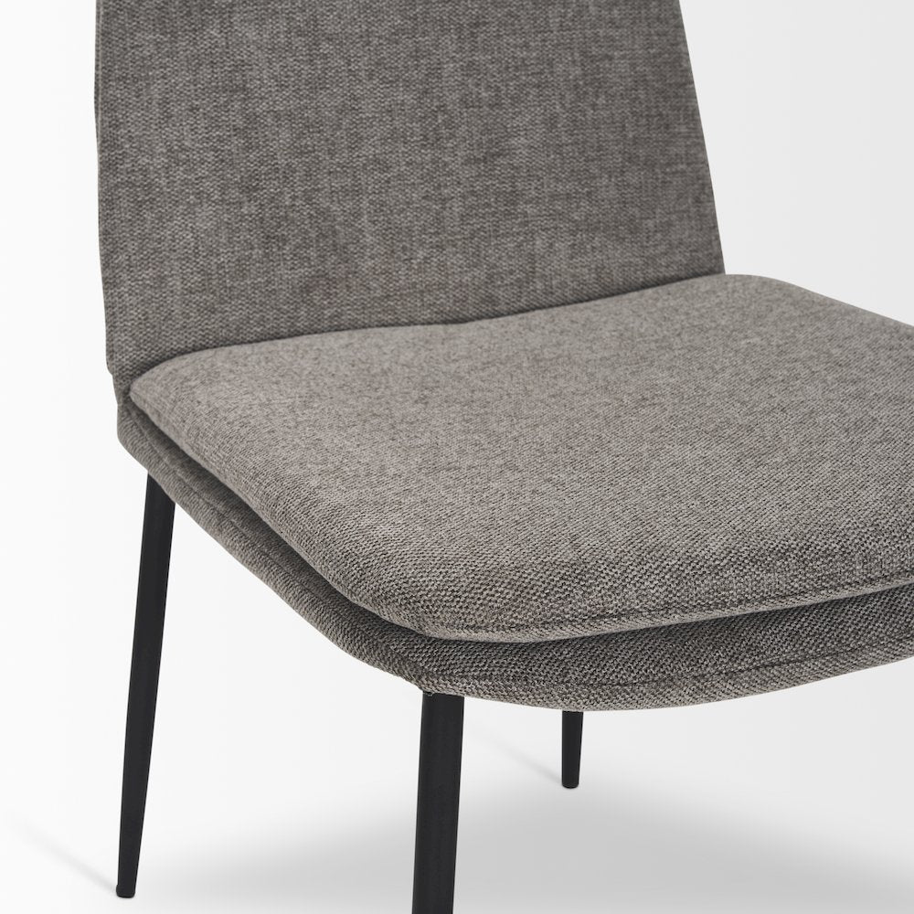 Dining Chair Gray Fabric & Matte Black Metal