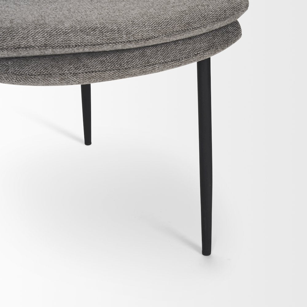 Dining Chair Gray Fabric & Matte Black Metal