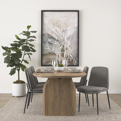 Dining Chair Gray Fabric & Matte Black Metal