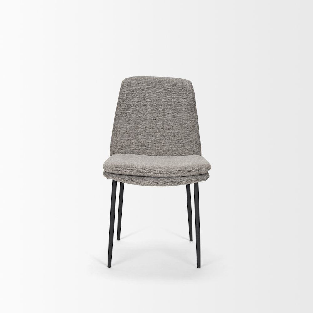 Dining Chair Gray Fabric & Matte Black Metal