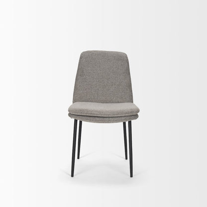 Dining Chair Gray Fabric & Matte Black Metal