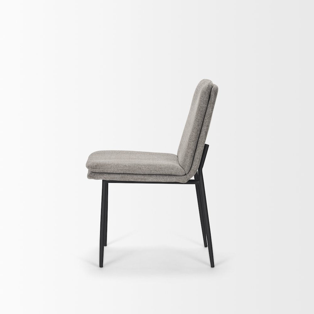Dining Chair Gray Fabric & Matte Black Metal