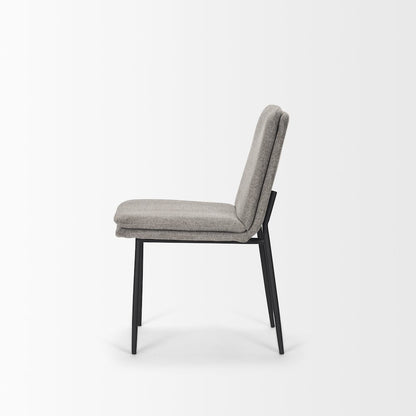 Dining Chair Gray Fabric & Matte Black Metal