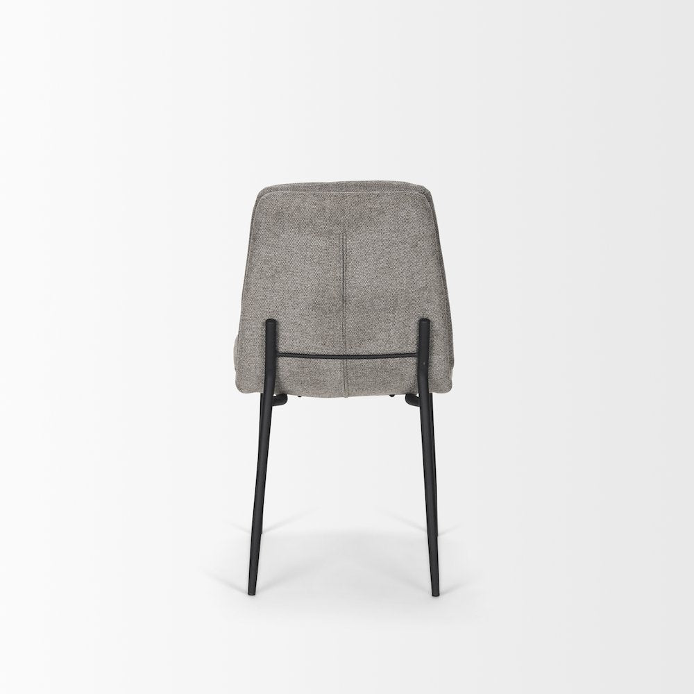 Dining Chair Gray Fabric & Matte Black Metal