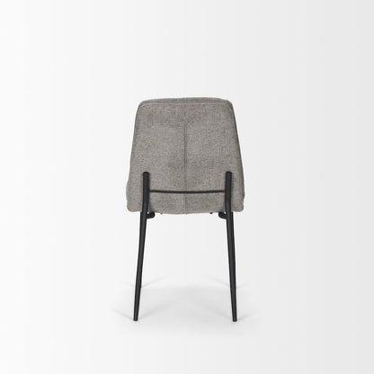 Dining Chair Gray Fabric & Matte Black Metal