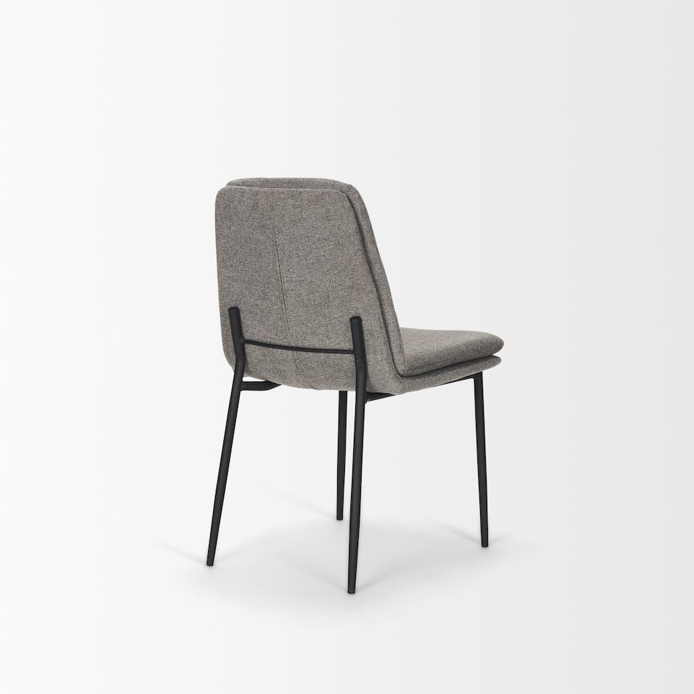 Dining Chair Gray Fabric & Matte Black Metal