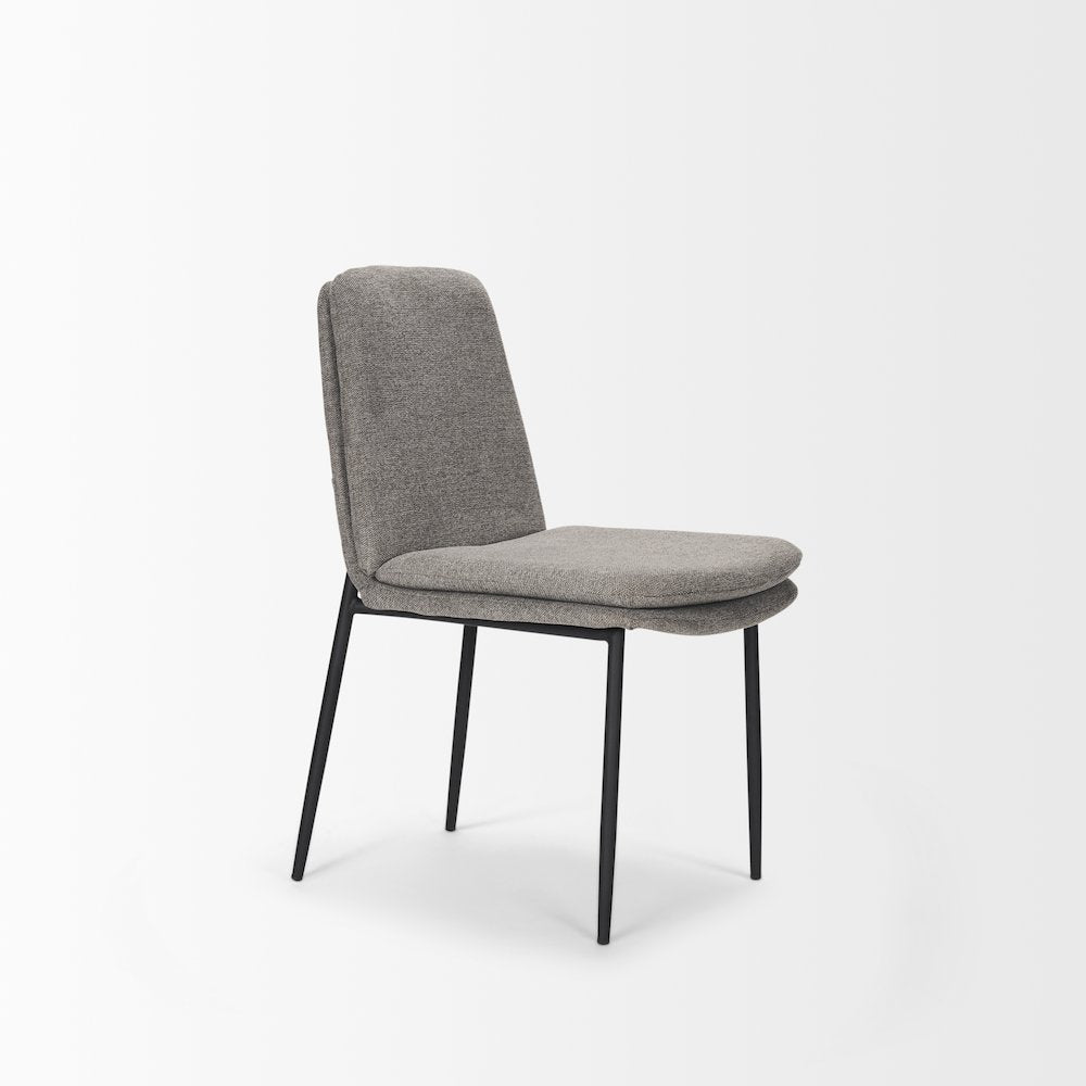 Dining Chair Gray Fabric & Matte Black Metal