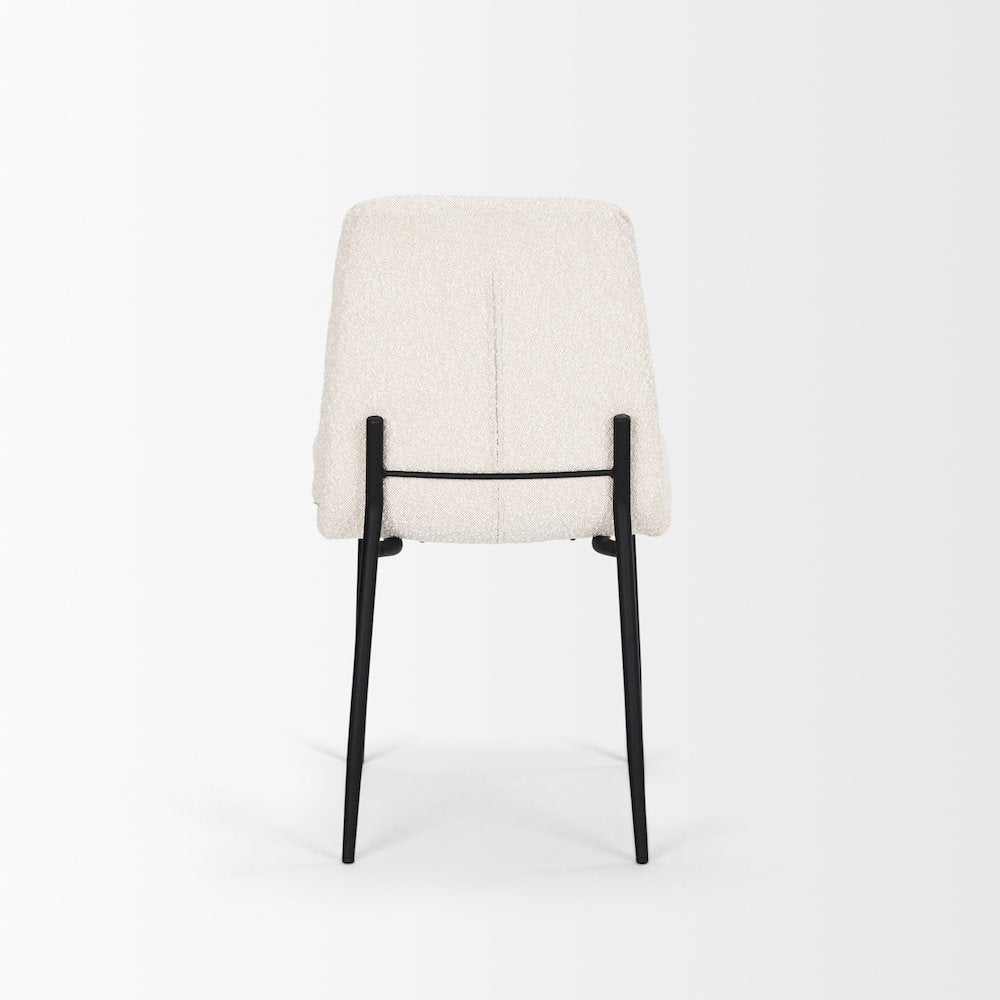 Dining Chair Cream Boucle Fabric & Matte Black Metal