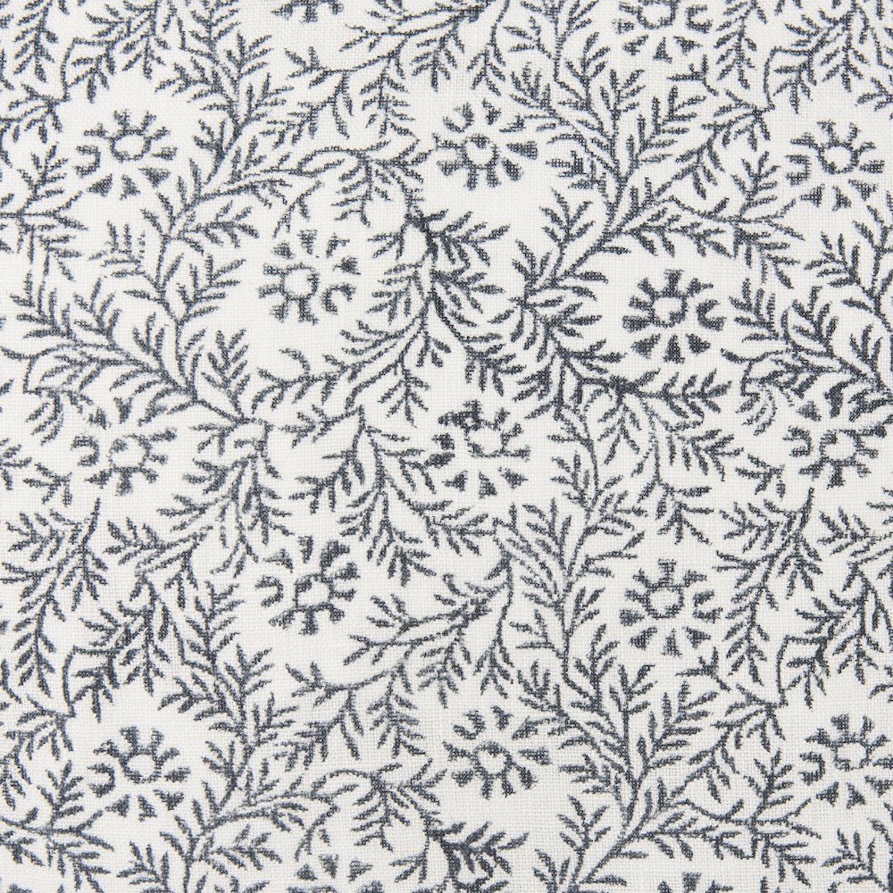 Cream Indigo Print Linen Lumbar Decorative Pillow Cover