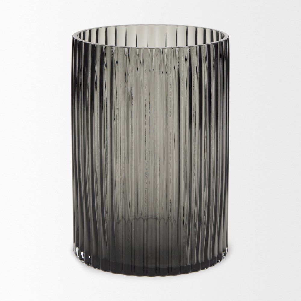 Dawn Short Smokey Black Glass Vase