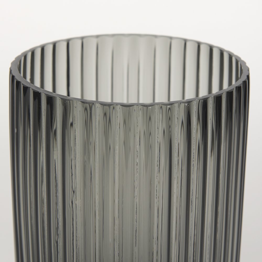 Dawn Short Smokey Black Glass Vase