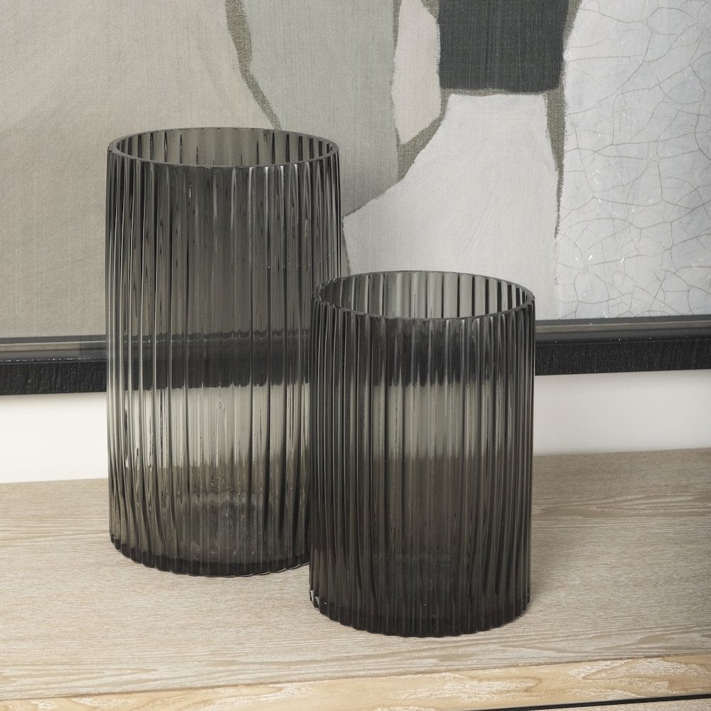 Dawn Tall Smokey Black Glass Vase