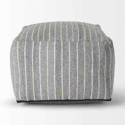 Kensie Large Blue Striped Pouf